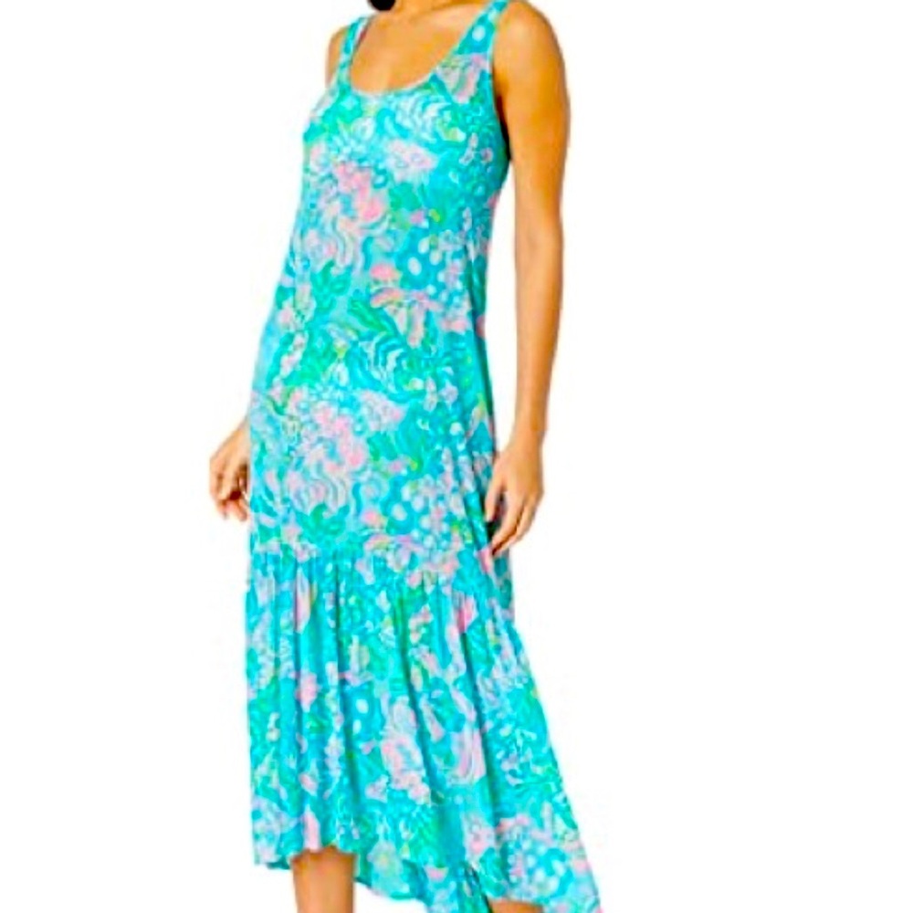 Lilly Pulitzer Aqua La Vista camellia cover up size S